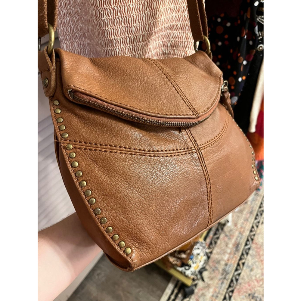 The Sak Studded Brown Leather Crossbody Bag